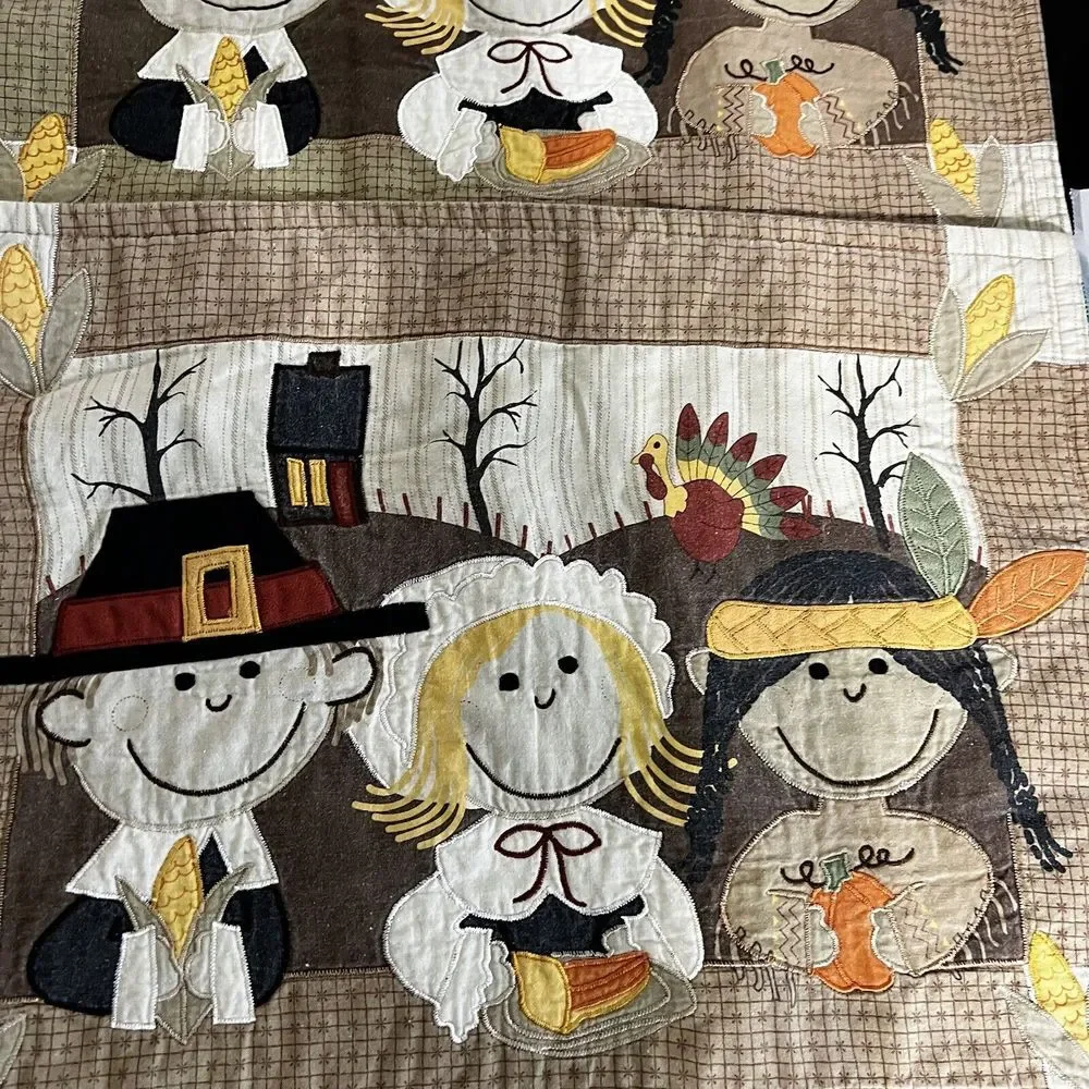 4 Vintage Thanksgiving Placemats Pilgrim Indian‎ Native American Kitschy Cute